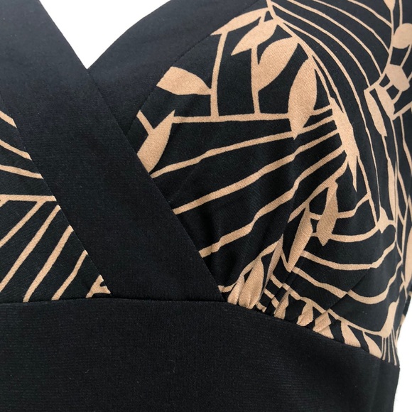 Dressbarn Empire Waist Dark Cottagecore Coquette Tie Faux Wrap Top Midi Dress 10 - Picture 4 of 12